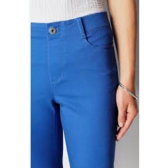 J. Jill high-rise cropped pull on denim stretch jeans, royal periwinkle blue siz - Picture 1 of 11